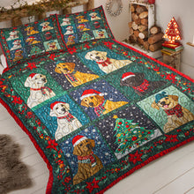 Load image into Gallery viewer, Colorful Labrador Retriever Dog Christmas Quilt Bed Set for Pet Lovers Blanket PopCulturePrints