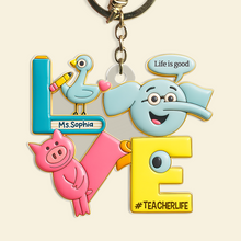 Load image into Gallery viewer, Love Teacher Keychain - Personalized Gift for Educators Keychains PopCulturePrints