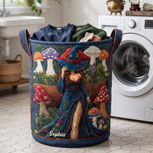 Load image into Gallery viewer, "Embrace the Magic of Nature" - Personalized Mushroom Nature Alchemist Quilted Laundry Basket - Gift for Witches, Nature Lovers, and Magical Souls Laundry Basket PopCulturePrints