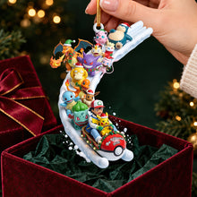 Load image into Gallery viewer, Bring Joy with Cute Monster on Snow Slide Ornament - Personalized Gifts Ornament PopCulturePrints