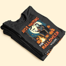 Load image into Gallery viewer, Personalized 'Just Waiting for Halloween' T-Shirt for Horror Movie Fans Shirts PopCulturePrints