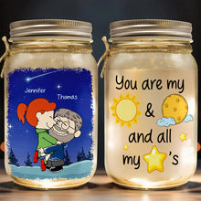 Load image into Gallery viewer, Personalized Valentine's Day Gifts for Couples - Mason Jar Light | You're My Sun and Moon Drink Jar PopCulturePrints