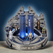 Load image into Gallery viewer, “May the Light Be With Them” - Sci Fi Space Memorial Statue Acrylic Light Box - Personalized Gifts for Fans of Space and Sci-Fi