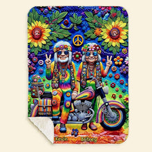 Load image into Gallery viewer, Personalized Hippie Couple Blanket Blanket PopCulturePrints