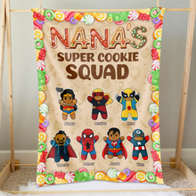 Load image into Gallery viewer, Personalized Superhero Cookie Squad Blanket for Grandma Blanket PopCulturePrints
