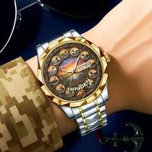 Load image into Gallery viewer, "For the Love of the Hunt: A Unique Timepiece" - Waterfowl Duck Hunting Steel Men's Watch - Personalized Gift for Hunters Men's Watch PopCulturePrints