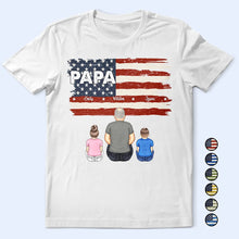 Load image into Gallery viewer, “Celebrate Family with Stars & Stripes” - Personalized T-Shirt for Dads and Grandpas T-shirt PopCulturePrints