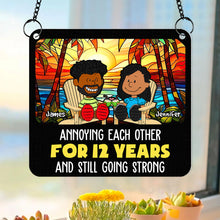 Load image into Gallery viewer, Custom Couple Suncatcher - Meaningful Beach Gift for 8 Year Anniversary | Valentine's Day Gifts Ornament PopCulturePrints