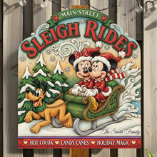 Load image into Gallery viewer, "Ride into Winter Wonderland!" - Personalized Jolly Couple On Sleigh Ride Wood Sign - Unique Christmas Gift for Couples, Friends, Family & Loved Ones Wood Sign PopCulturePrints