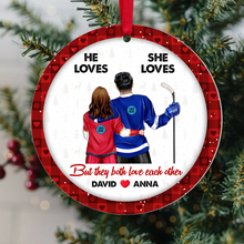Load image into Gallery viewer, Custom Ice Hockey Couple Ornament | Christmas Gift | Valentine's Day Gifts Ornament PopCulturePrints