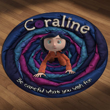 Load image into Gallery viewer, “Be Careful What You Wish For” - Personalized Quilted Round Mat for Horror Fans Doormat PopCulturePrints