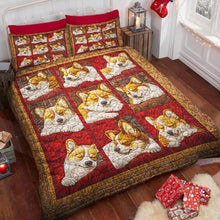 Load image into Gallery viewer, Festive Corgi Christmas Quilt Bed Set for Dog Lovers Blanket PopCulturePrints