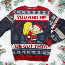 Load image into Gallery viewer, Personalized Christmas Ugly Sweater for Couples - 'You and Me, We Got This' AOP Products PopCulturePrints