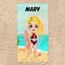 Load image into Gallery viewer, Personalized Superhero Beach Towel for Best Friends Beach Towel PopCulturePrints