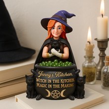 Load image into Gallery viewer, “Magic in Every Meal” - Personalized Kitchen Witch Acrylic Plaque - Custom Gift for Witches Shaped Plaques PopCulturePrints