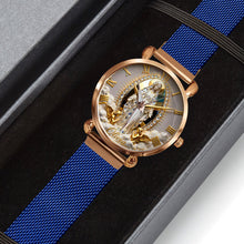 Load image into Gallery viewer, “Embrace Your Faith with the Virgin Mary” - Personalized Mesh Strap Quartz Watch - Unique Gift for Christians, Loved Ones, and Special Occasions Quartz Watch PopCulturePrints