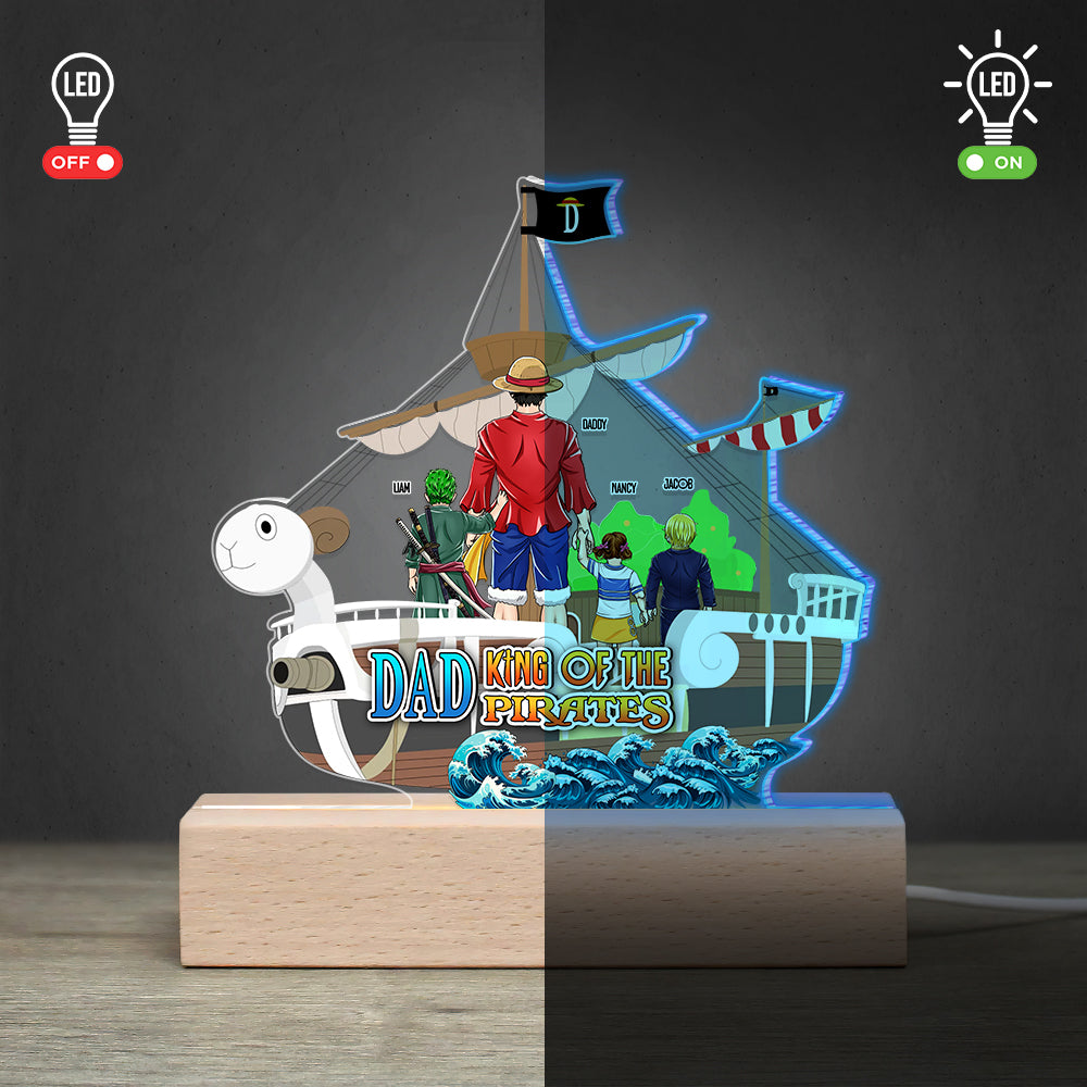 Personalized LED Light - 'Dad: King of the Pirates' Gift for Father's Day Led Night Light PopCulturePrints
