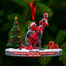 Load image into Gallery viewer, I Adore You – Funny Red Masked Couple Ornament - Personalized Gift for Couples Ornament PopCulturePrints