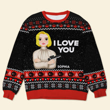 Load image into Gallery viewer, Personalized Star-Inspired Christmas Sweater for Couples - Custom Holiday Gift | Valentine's Day Gifts AOP Products PopCulturePrints
