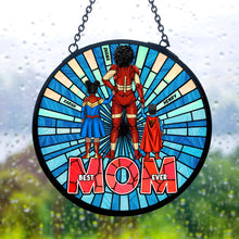 Load image into Gallery viewer, “Best Mom Ever” - Personalized Stained Glass Sunburst for Moms and Grandmas Ornament PopCulturePrints