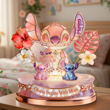Load image into Gallery viewer, "Ohana Begins With Mom" - Personalized Alien Mom Acrylic Light Box - Ideal Gift for Mom, Grandma, and More Light Box PopCulturePrints