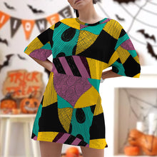 Load image into Gallery viewer, Halloween Patchwork Raglan Dress AOP Products PopCulturePrints