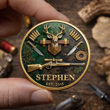 Load image into Gallery viewer, "Celebrate Your Wilderness Spirit!" - Personalized Deer Hunting Metal Coin - Unique Gift for Hunters, Anniversaries, and Outdoor Enthusiasts Coin PopCulturePrints