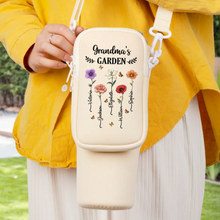 Load image into Gallery viewer, “In Grandma’s Garden” - Personalized Bottle Carrier Bag - Custom Gift for Grandma, Mom, and Loved Ones Bottle Carrier Bag PopCulturePrints