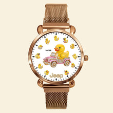 Load image into Gallery viewer, "Quack Up Your Time!" Funny Duck Mesh Strap Quartz Watch - Personalized Gifts for Adventure Lovers Quartz Watch PopCulturePrints