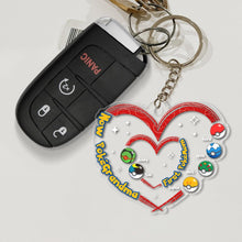 Load image into Gallery viewer, Custom Grandma Pokémon Heart Keychain - Perfect Mother's Day Gift Keychains PopCulturePrints