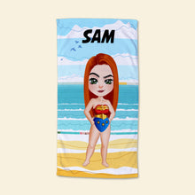 Load image into Gallery viewer, Personalized Superhero Beach Towel for Best Friends Beach Towel PopCulturePrints