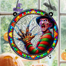 Load image into Gallery viewer, Personalized Horror Character Stained Glass Ornament - Halloween Decoration Suncatcher PopCulturePrints
