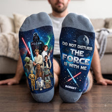 Load image into Gallery viewer, “Do Not Disturb, The Force is With Me” - Cosmic Middle Tube Socks | Personalized Gift for Star Wars Fans