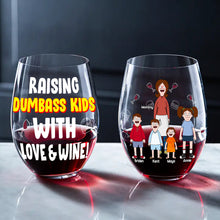 Load image into Gallery viewer, Raising Dumbass Kids With Love & Wine - Personalized Egg Cup for Mom Glass Egg Cup PopCulturePrints