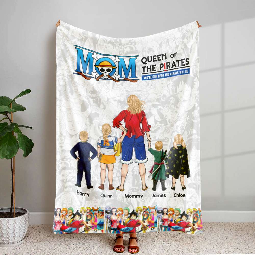 "You're Our Hero and Always Will Be" - Personalized Queen of the Pirates Blanket - Custom Gift for Mom, Grandma, and More Blanket PopCulturePrints