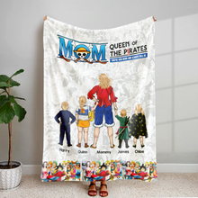 Load image into Gallery viewer, "You're Our Hero and Always Will Be" - Personalized Queen of the Pirates Blanket - Custom Gift for Mom, Grandma, and More Blanket PopCulturePrints