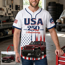 Load image into Gallery viewer, Celebrate America: Customizable USA 250 Anniversary Baseball Jersey - Perfect Gift for Offroad Car Lovers AOP Products PopCulturePrints
