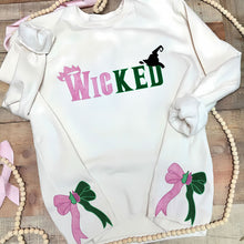 Load image into Gallery viewer, Wicked Glitter Embroidered Sweatshirt with Side Bow Shirts PopCulturePrints