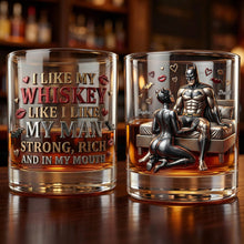 Load image into Gallery viewer, "Whiskey & Love: Strong & Rich - Personalized Round Glass for Couples" Glass PopCulturePrints