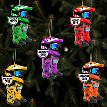 Load image into Gallery viewer, Customized Motocross Helmet Christmas Ornament Ornament PopCulturePrints