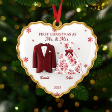 Load image into Gallery viewer, "First Christmas As Mr. & Mrs." - Personalized Christmas Ornament for Newlyweds Ornament PopCulturePrints