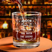 Load image into Gallery viewer, The Man, The Myth, The Legend - Personalized Whiskey Glass Gift for Dads and Legends Whiskey Glass PopCulturePrints