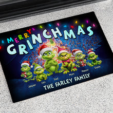 Load image into Gallery viewer, Personalized Grinch Family Christmas Doormat Doormat PopCulturePrints