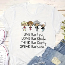 Load image into Gallery viewer, Live Love Think Speak: Iconic Golden Words Tee Shirts PopCulturePrints