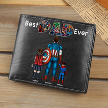 Load image into Gallery viewer, Custom Super Dad PU Leather Wallet - Personalized Gift Leather Wallet PopCulturePrints