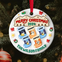 Load image into Gallery viewer, Personalized Family Christmas Ornament - Festive Stocking Design Ornament PopCulturePrints