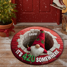 Load image into Gallery viewer, Chill Gnome Weed Round Mat - Personalized Christmas Gift for Stoners Doormat PopCulturePrints