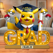 Load image into Gallery viewer, Celebrate Your Achievement, Pikachu Graduation Plaque - Personalized Gifts For Graduates Shaped Plaques PopCulturePrints