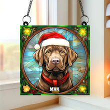 Load image into Gallery viewer, Chocolate Labrador Christmas Suncatcher Ornament - Personalized Dog Lover Gift Suncatcher PopCulturePrints