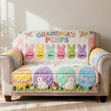 Load image into Gallery viewer, “Grandma's Peeps” – A Heartwarming Personalized Quilted Sofa Cover - Perfect Gift for Grandma, Mom, or Any Loved One Sofa Cover PopCulturePrints